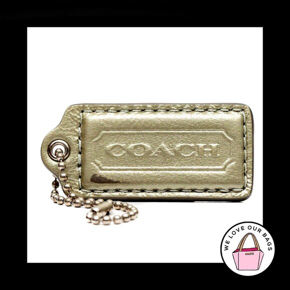 Coach Accessories - 2.25" Medium COACH SILVER LEATHER Nickel Key Fob Bag Charm Keychain Hang Tag